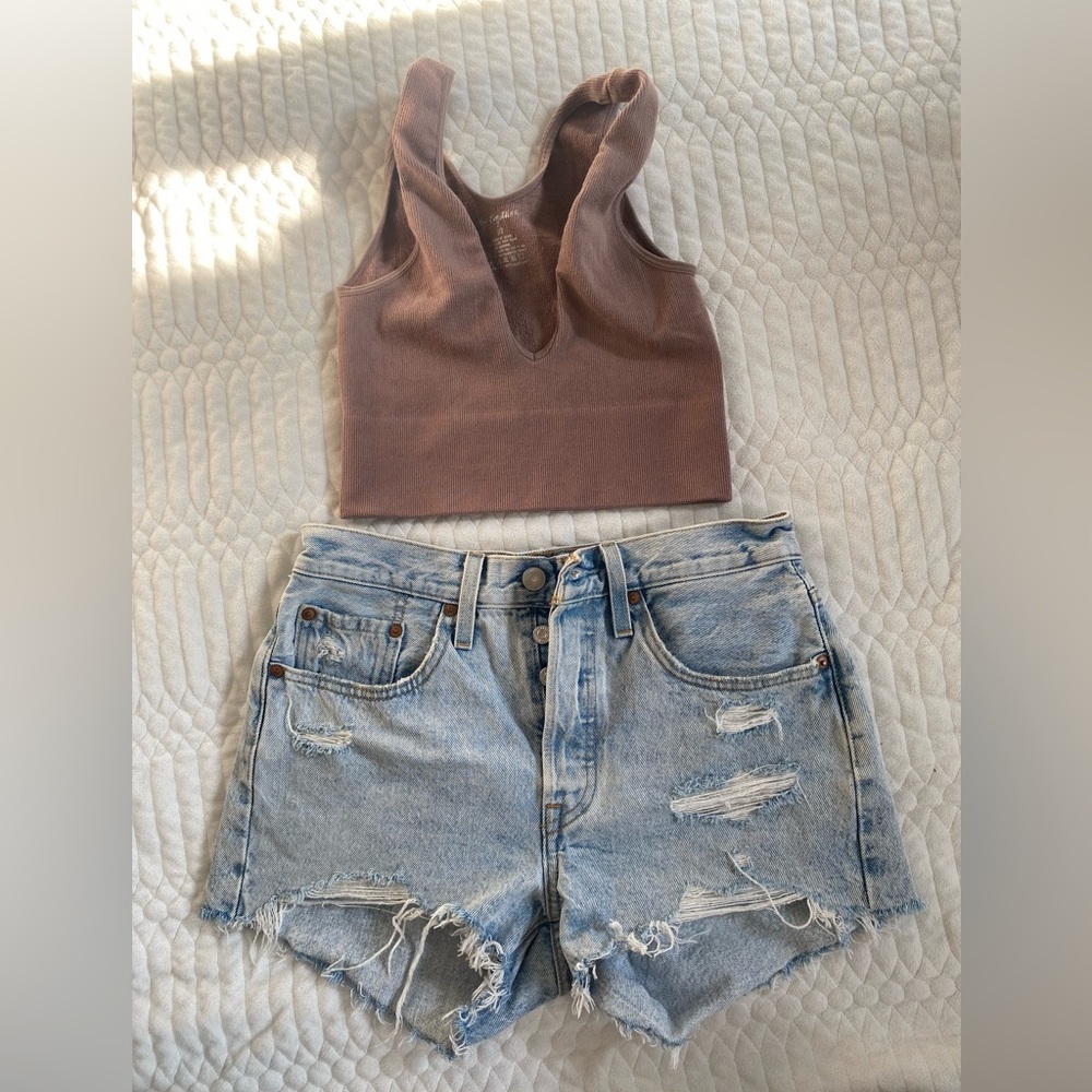 Levi's high waisted distressed jean shorts